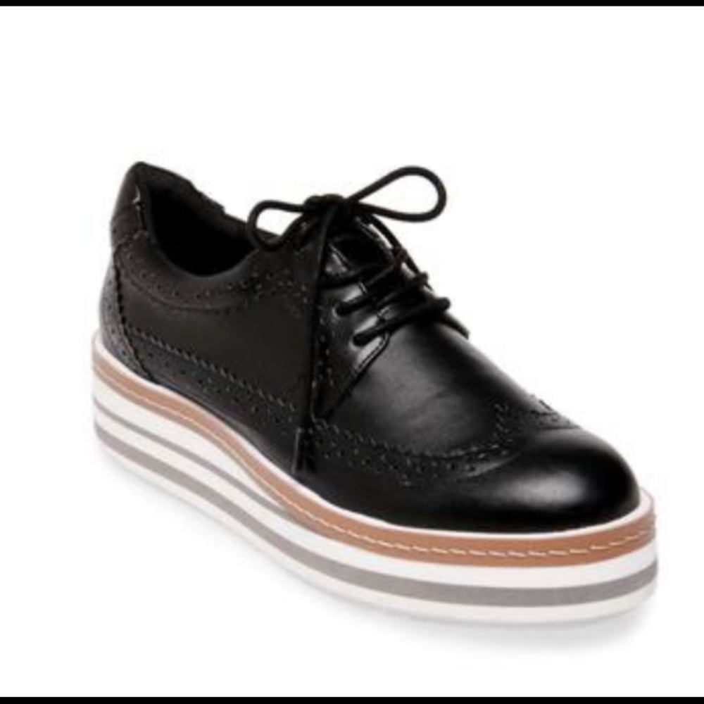 Black Steve Madden platform oxford derby shoes